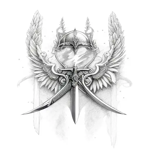 Sword With Wings And Flowers