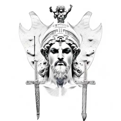 Greek Statue Something Like Michelangelos David Split Into Greek Warrior