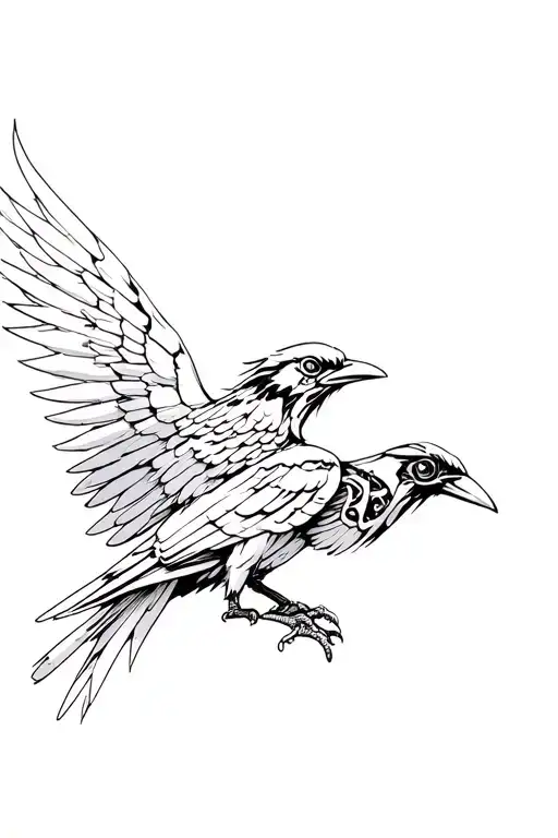 Mechanical Crow Schematic With Its Wings Outstretched