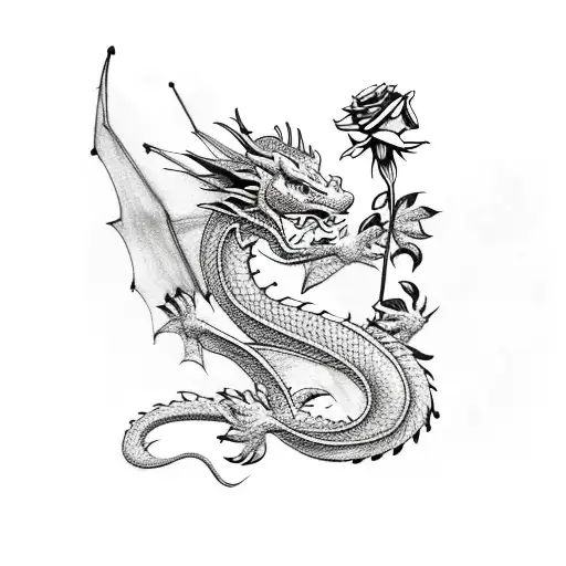 Dragon With Roses