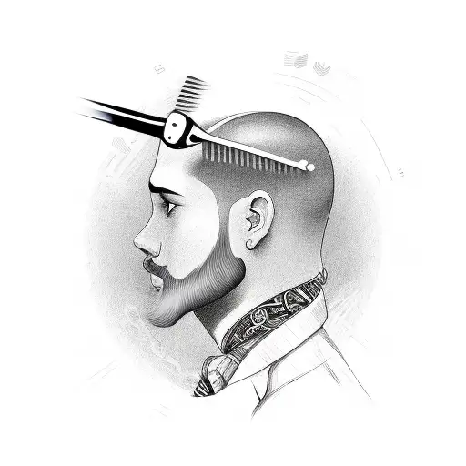 A Barber's Razor Intertwined With Music Notes