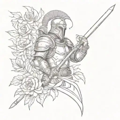 Warrior And Rome And Sword And Flowers