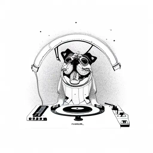 A Dog Dj Mixing Music On Turntables