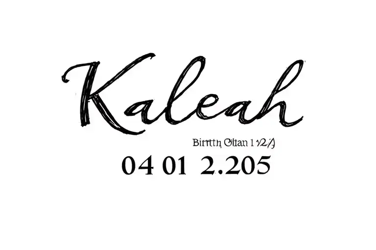 Kaleah Name Tattoo With Birth Date 04 01 2025 Prominently Displayed