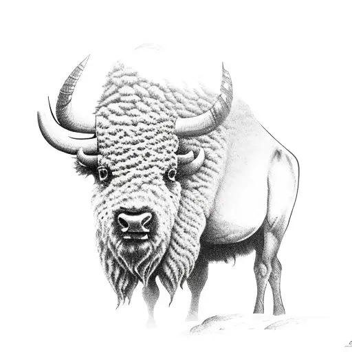 2 Adult Bison And A Baby With A Mountain Background