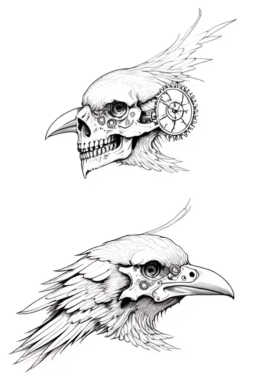 Schematic Of A Clockwork Crow Skull