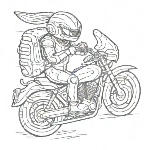 Space Jam Orange Alien Wearing A Motorcycle Helmet