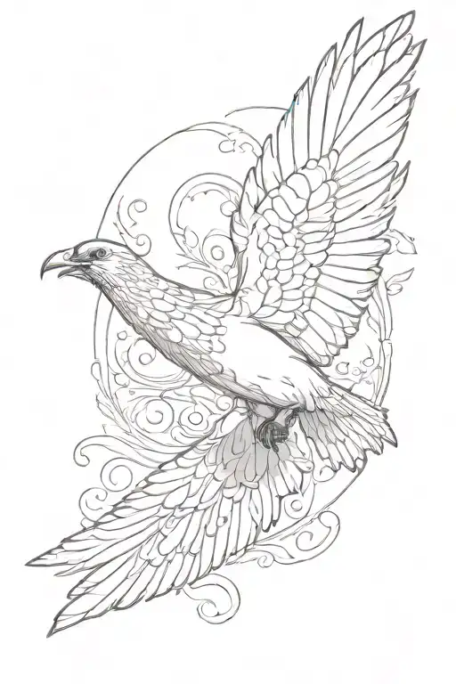 Flying Dove And Raven