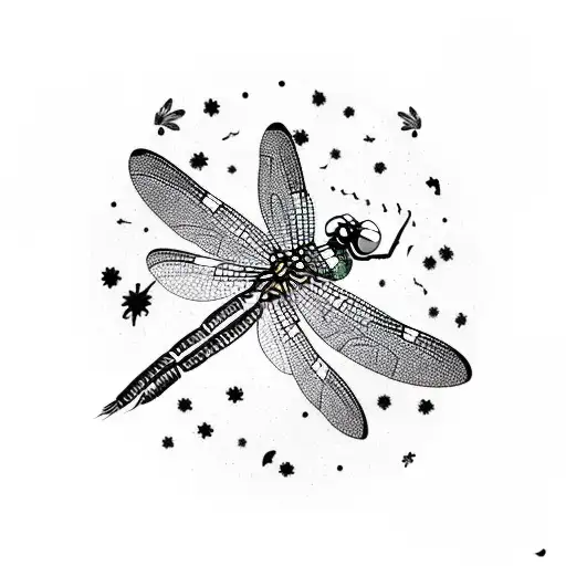 A Dragonfly Made Of Constellations Soaring Above A Horse