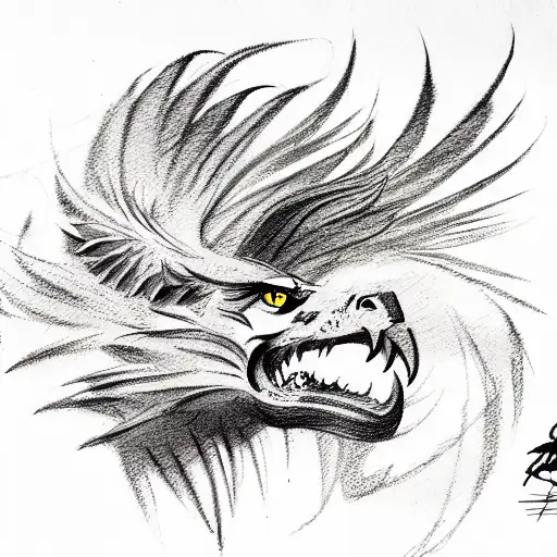 Griffon Fighting Lion