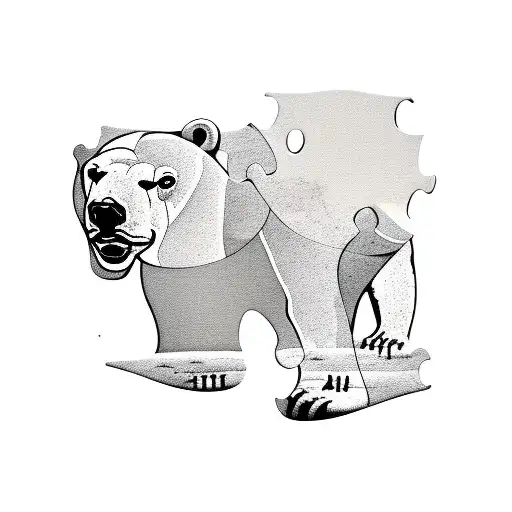 A Puzzle Piece With A Polar Bear Silhouette