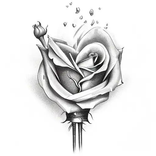 Heart Drip Taer On A Rose