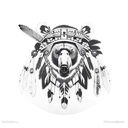 Native American Woman With Bear Headdress