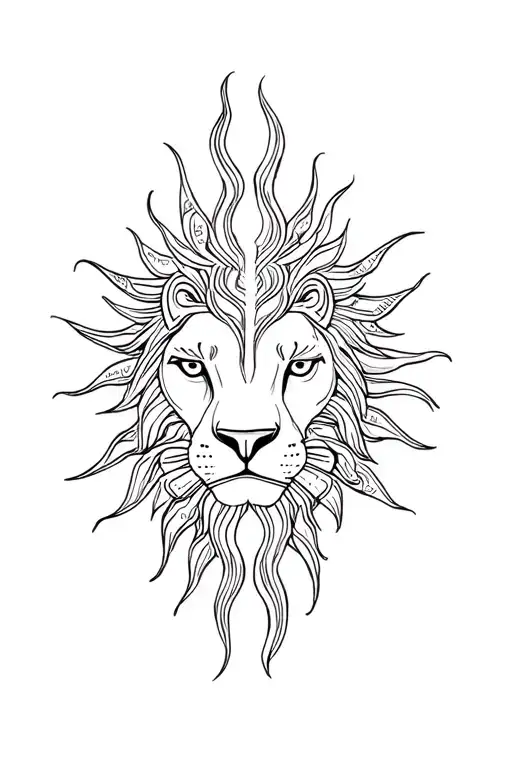 Maori Tattoo Black Half Lion Half Sun Lines