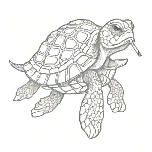 Navy Shellback Old Cartoon Turtle With A Cigarette
