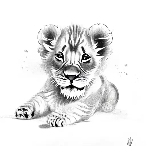 Lion Cub Biting Gold