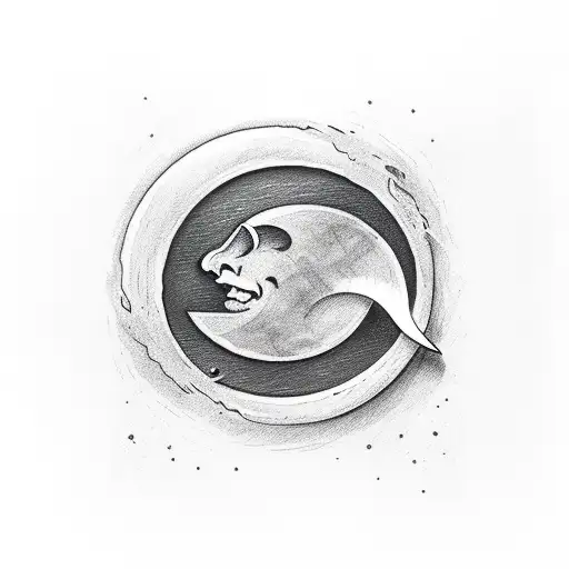 Crescent Moon With A Knife Going Through It