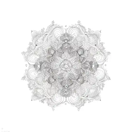 A Floral Pattern Composed Entirely Of Intricate Lines