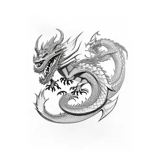 Dragon With Sword And Blood