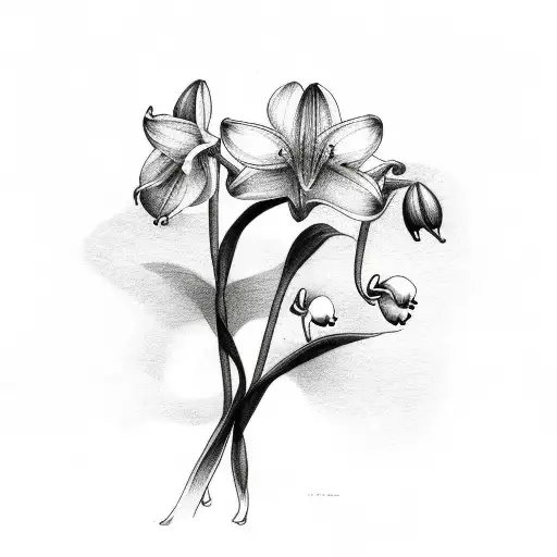 Bird With Lily Of The Valley Flower And Daffodils