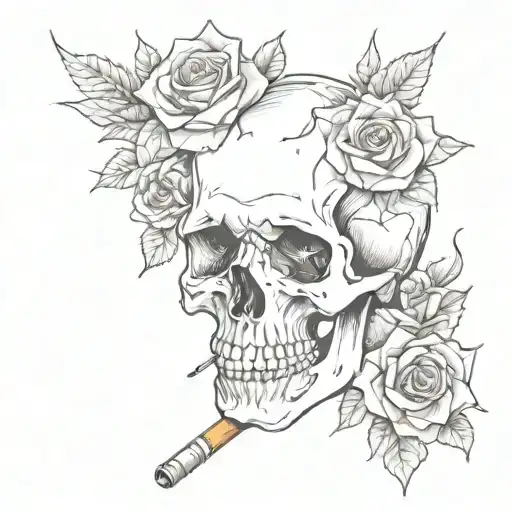 Tattoo Skull With Rose And Cigaret Ideas