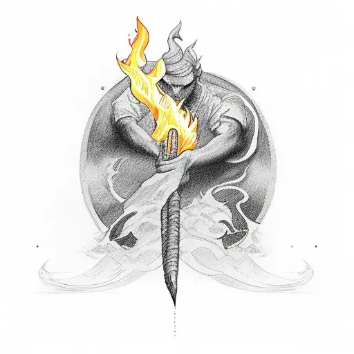 Quarter Arm Sleeve With A Man On Fire