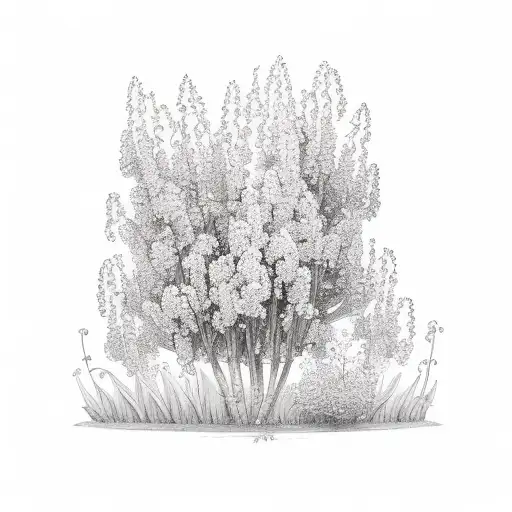 A Serene Garden Scene With Lilacs And Lily Of The Valley