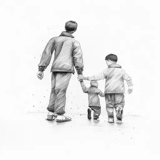 Father And Young Son Holding Hands