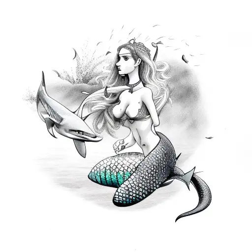 Siren Mermaid And Sharks