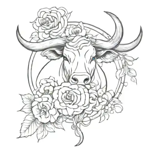 Taurus Zodiac Sign Tattoo With A Flower