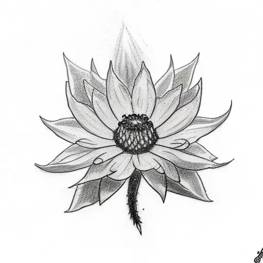 A Sketch-style Tattoo Of An Edelweiss Flower Growing From An Austrian Flag
