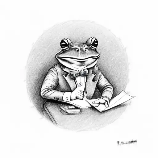Frog Wearing A Suit Smoking A Pipe