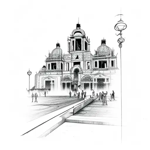 A Sketch-style Tattoo Of Friends Exploring The Streets Of Mexico