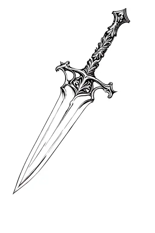 Ornamental Sleek Dagger With A Longer Etched Blade