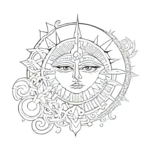 The Sun And Moon Egypt Style Tattoo Women