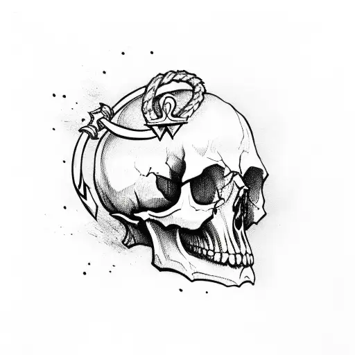Skull With Anchor Going Through It