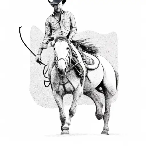 Cowboy On Horse In Desert