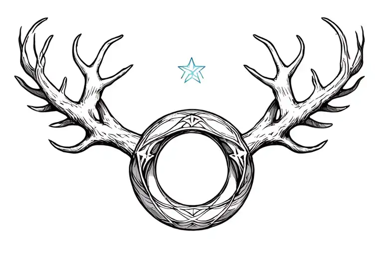 Wedding Ring Hecate Triple Moon Star Antlers