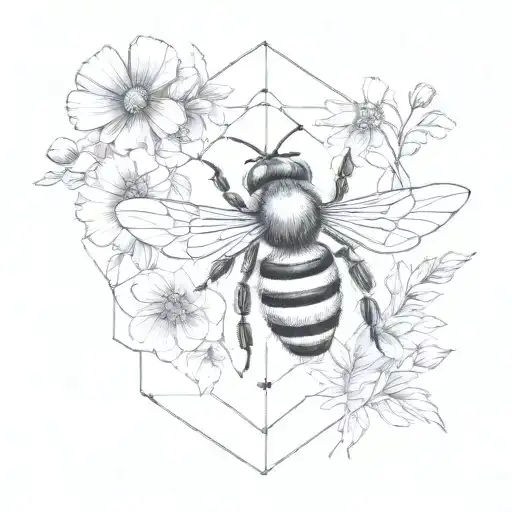 Bee Hexagon Floral Needle And Thread