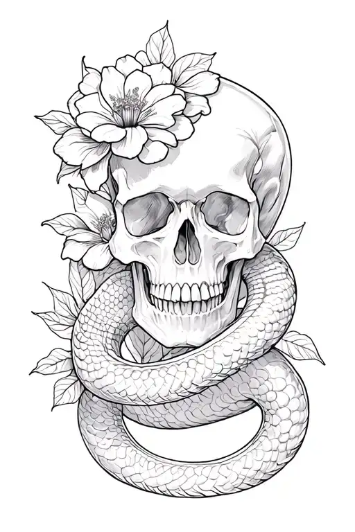 Skull Snakes Flowers
