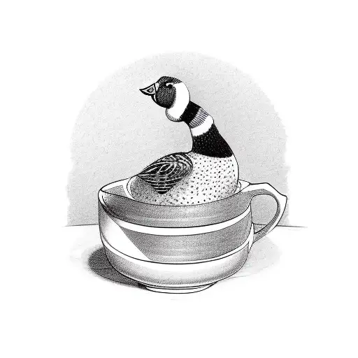 Cartoon Goose Sitting In A Hot Tea Cup