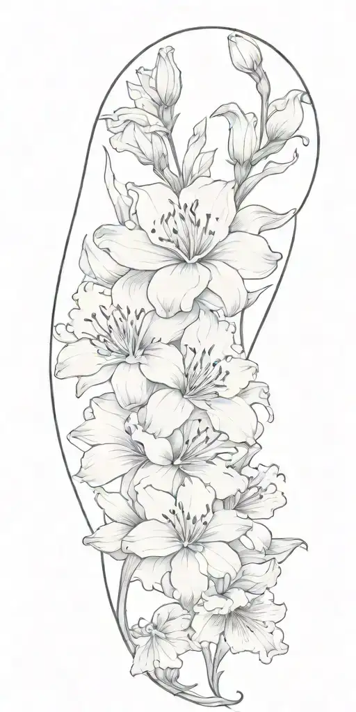 Floral Sleeve Tattoo Design Featuring Carnation And Lily