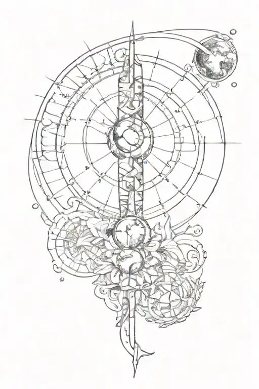 Spinal Tattoo With Moon Phases