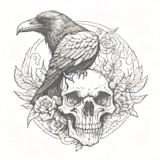 Raven And Animal Skull