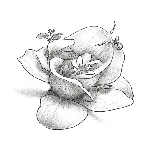 A Delicate Sketch Of A Flower Vine Wrapping Around Mom's Name