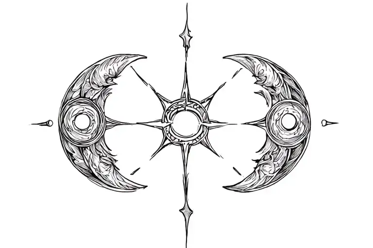 Hecate Triple Moon Star Outward Facing Crescents