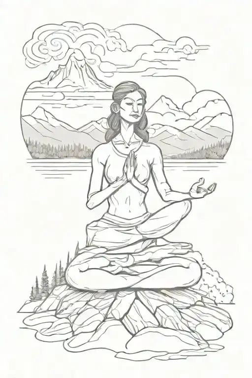 Yoga Pose With A Serene Mountain Landscape In The Background