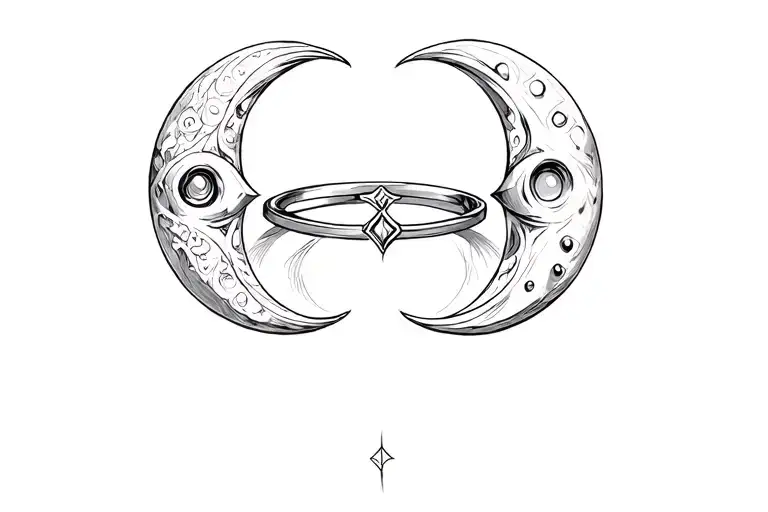 Triple Moon Ring Finger Design