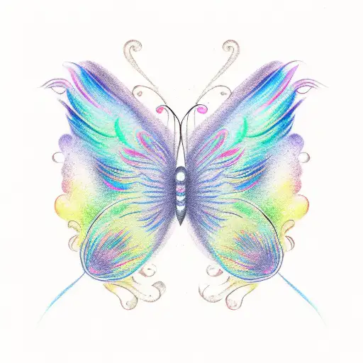 Rainbow Infinity Symbol With Pastel Rainbow Butterfly Wings At The Top