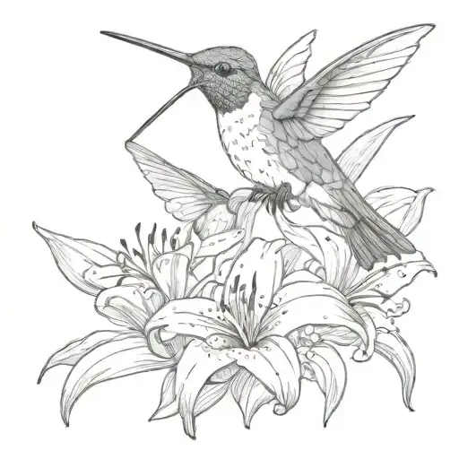 Hummingbird And Lily